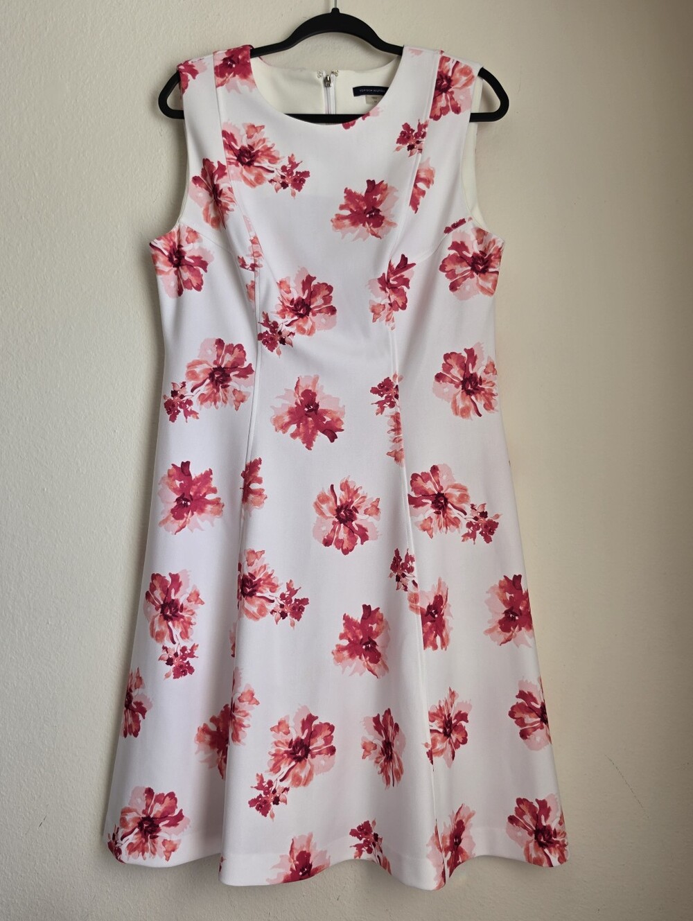Tommy Hilfiger White Pink Floral Flare Dress Size 14